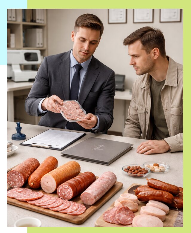 Сертификация колбасных изделий в Котласе от 7772 р. | Алешин-Ктл