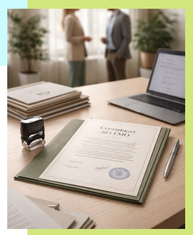 Сертификат без ГМО в Котласе от 7772 р. оформить срочно Алешин-Ктл